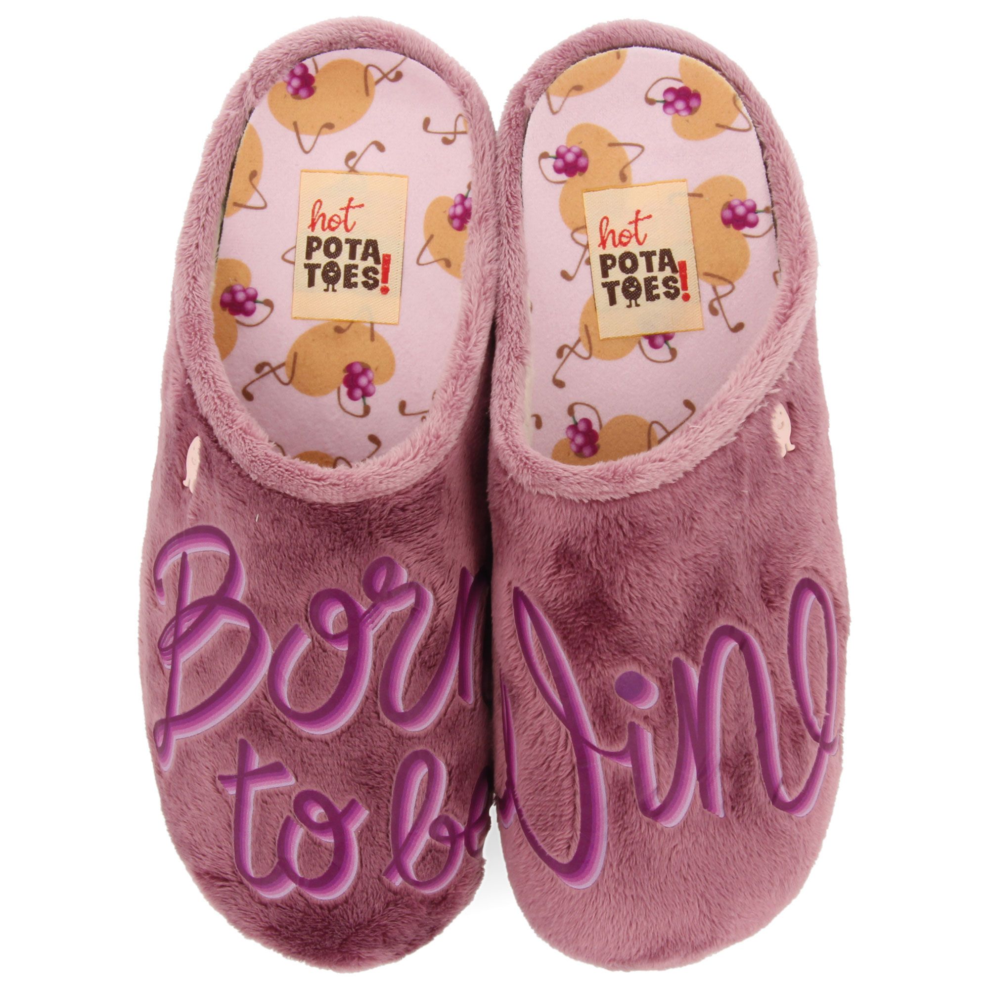 Pantofole Hot Potatoes Dansville Donna, Beige, Taglia 40, Morbide Con Suola In Gomma Naturale E Soletta Rimovibile
